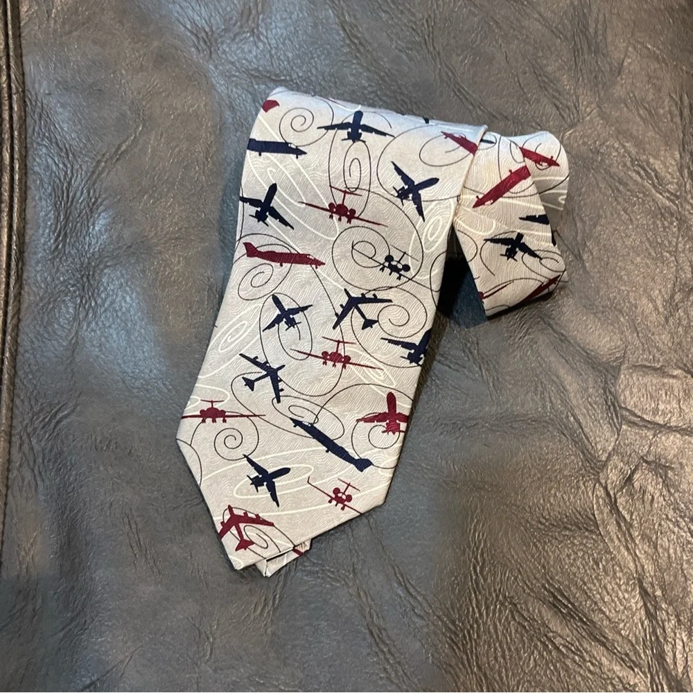 Ralph Marlin RM Aircraft Tonal 2001 Neck Tie RM Style Lisa M‎ Davie Men’s